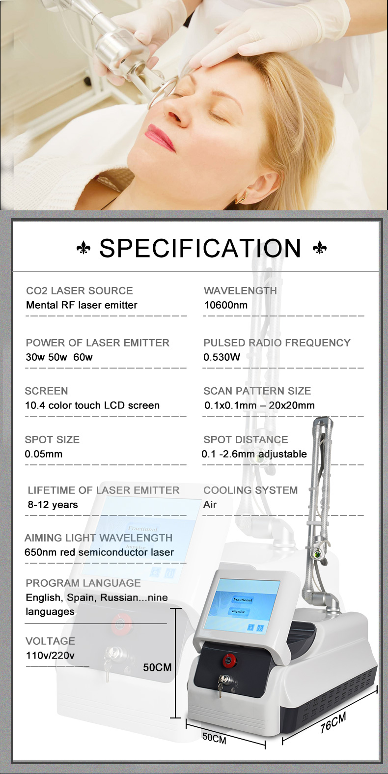 10600nm fractional co2 laser